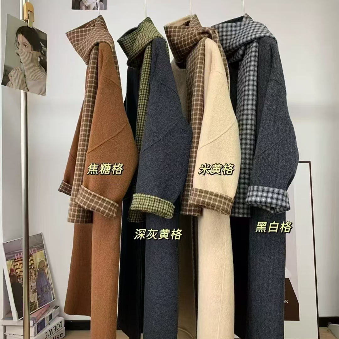 繁花小众大衣羊毛外套(配同款围巾)(含100澳毛)L-OSG681809