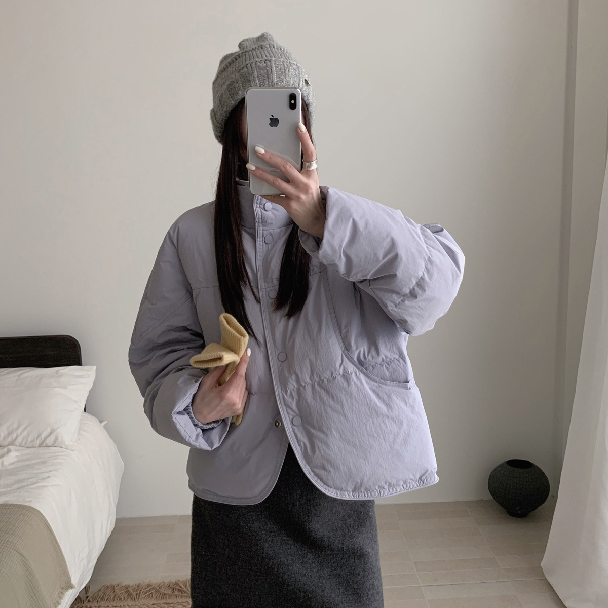 繁花冬上新小立领车双线保暖羽绒服外套60370