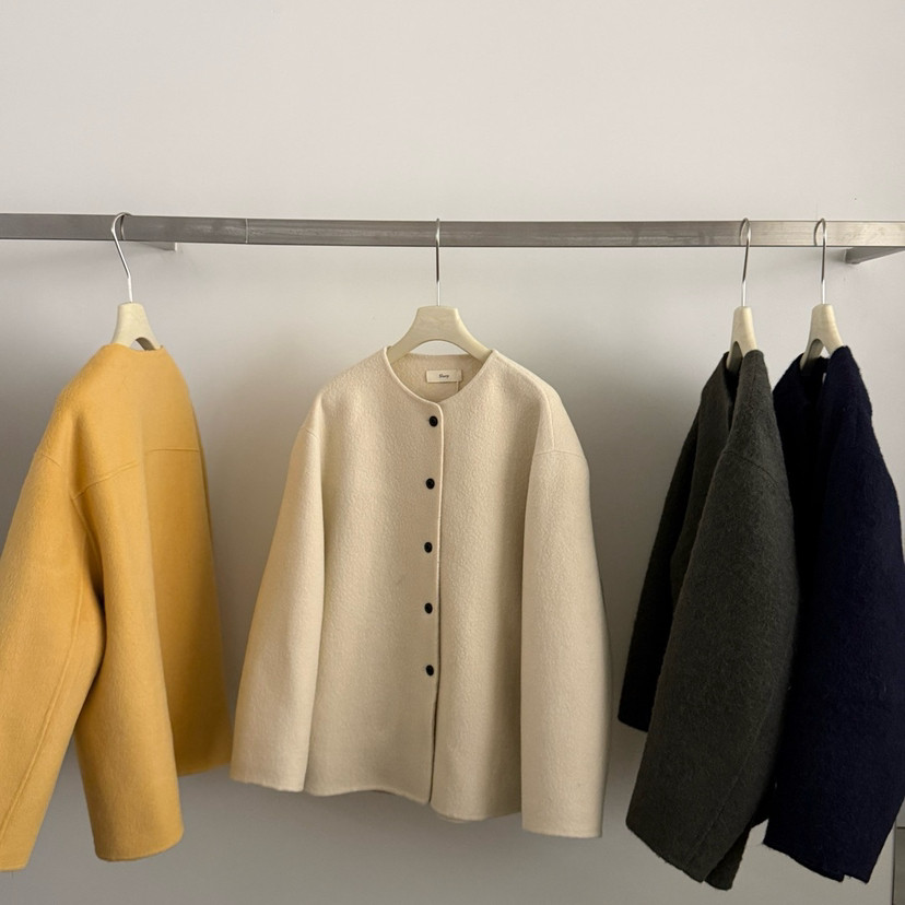 繁花上新设计感圆领宽松时尚羊毛外套（含100羊毛）slurp-852