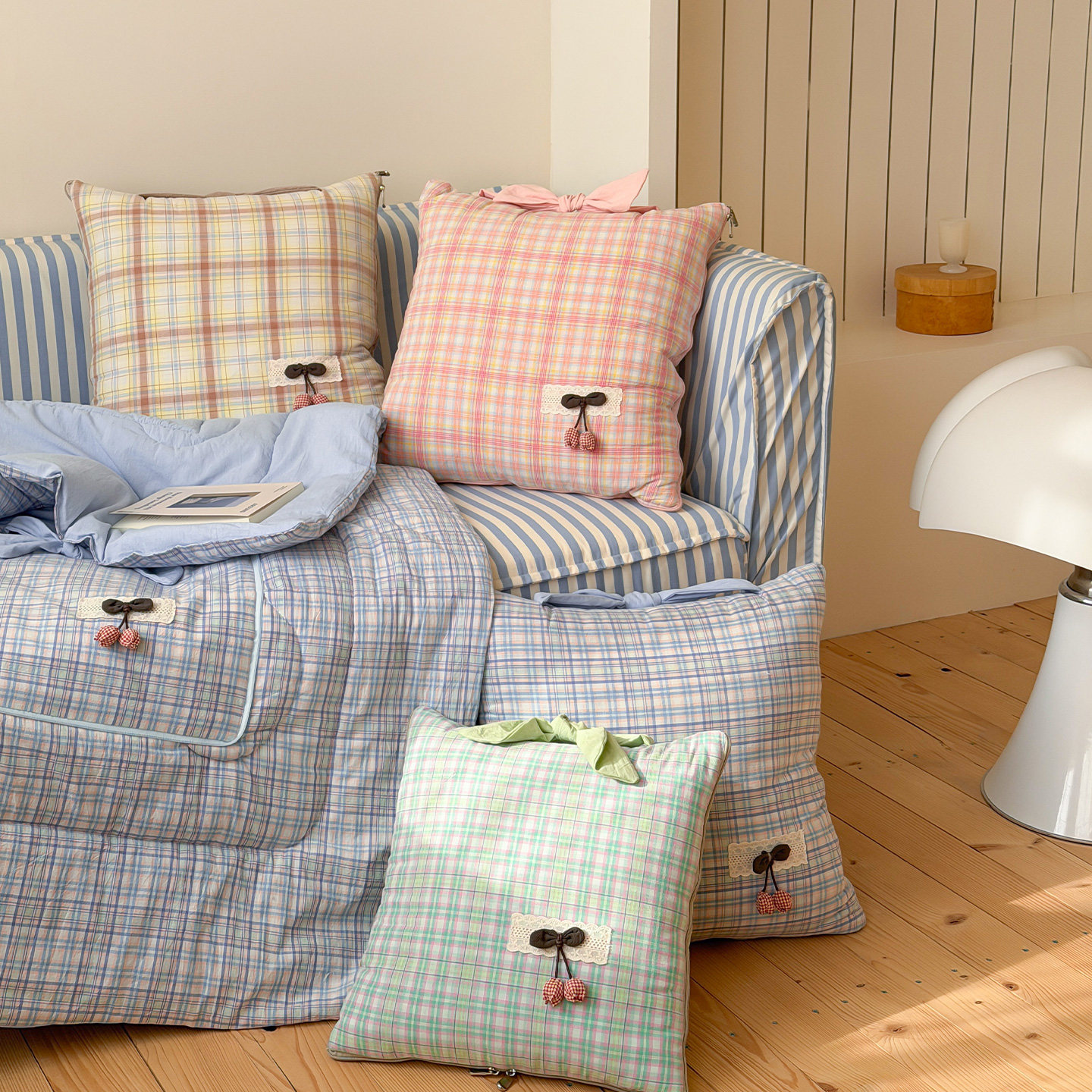 【宅姿势】韩系小清新全棉蝴蝶结抱枕被单人被子卧室午睡空调房ZX