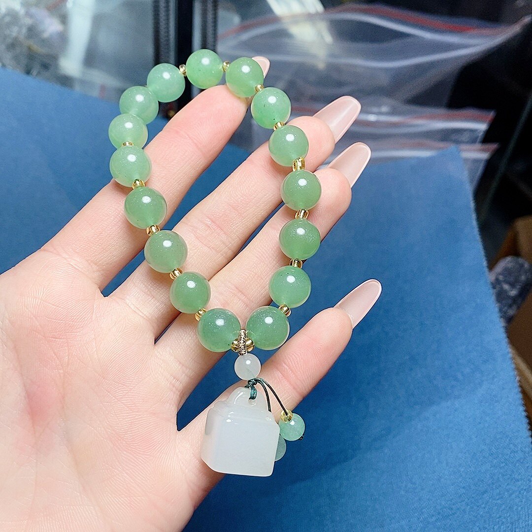 天然东陵玉搭配称心如意手串女士白玉吊坠新中式手串简约饰品