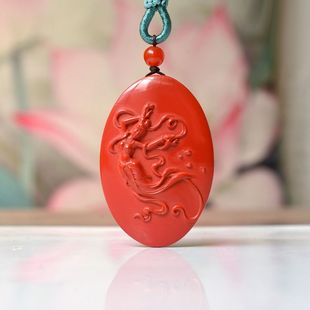 精品朱砂仙女散花吊坠女款新中式小众设计简约百搭项链挂坠饰品