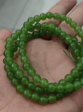 玉阅珠宝石英岩绿直切算珠手串