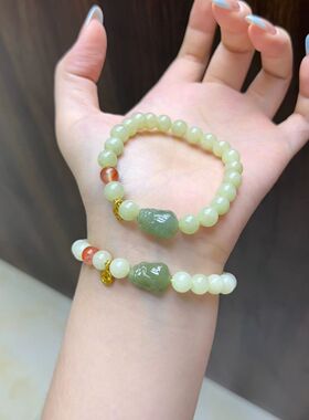 玉阅珠宝和田玉青黄口貔貅手链