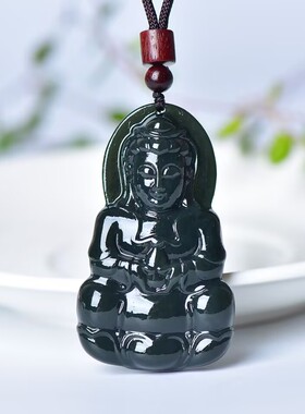 简约雕刻和田青玉观音男款吊坠