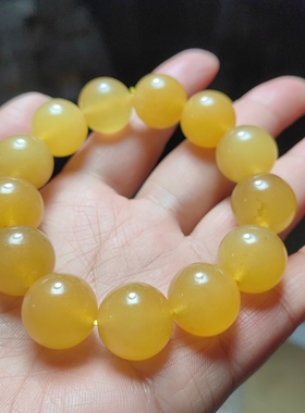 天然黄龙玉圆珠手链转运百搭