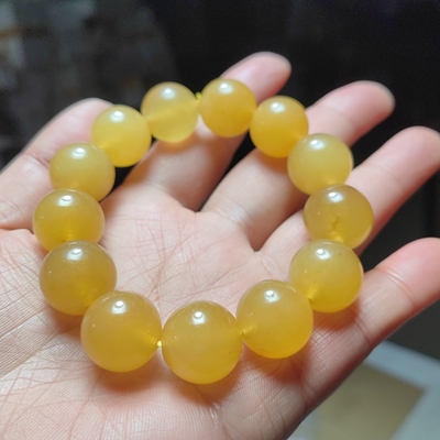 天然黄龙玉圆珠手链转运百搭