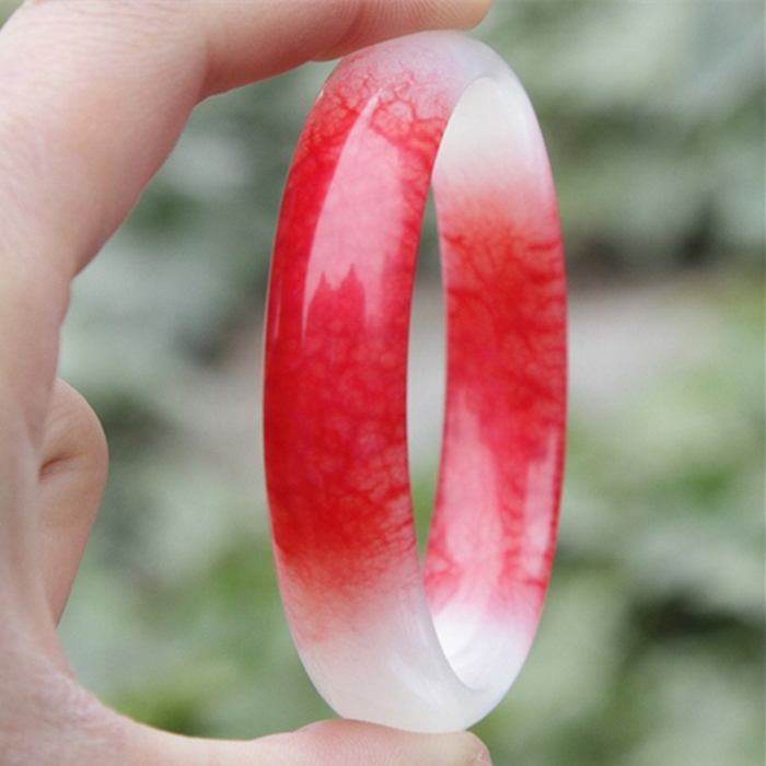 步步惊心若曦同款鸡血玉手镯凤血岫玉镯子女款桃花玉手镯 手链手