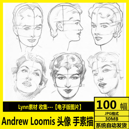 美国 Andrew Loomis 人物头像 手素描方法 初学基础 电子画册素材