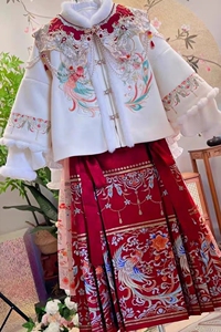 女童马面裙三件套洋气公主儿童汉服冬加绒加厚拜年服中国风新年装