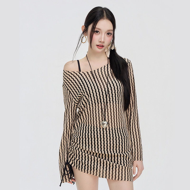 辣妹钢托聚拢比基尼三件套分体泳衣遮肉长袖遮肉咖啡条纹度假温泉,运动/瑜伽/健身/球迷用品,分体泳衣,淘宝优惠券,粉丝福利购,淘宝优惠卷