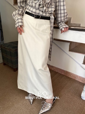 【B-O】高腰显瘦半身裙新款百搭通勤长款裙半身裙(配腰带) 88044X