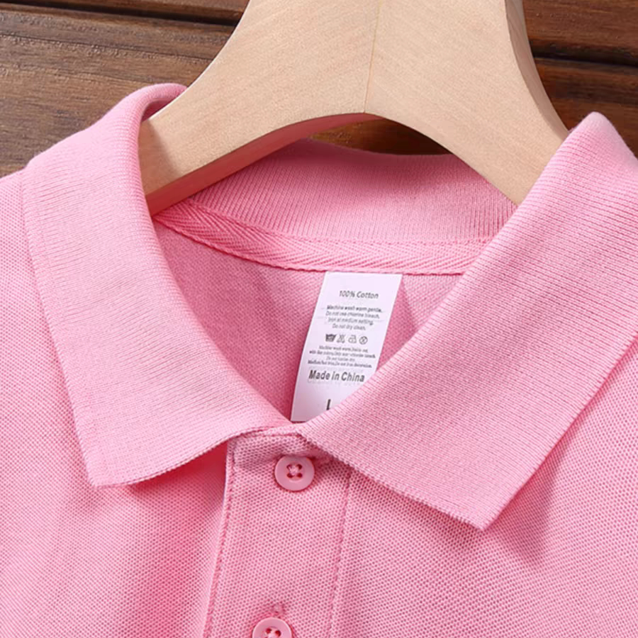 100%全纯棉男女短袖POLO衫夏季工衣纯色翻领T恤粉红色工作服印字