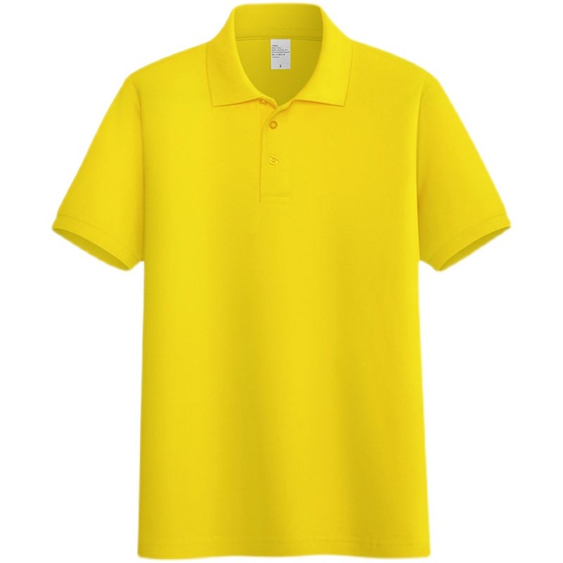 100%全纯棉夏季POLO衫定制LOGO工装大码翻领工服男女T恤有领黄色
