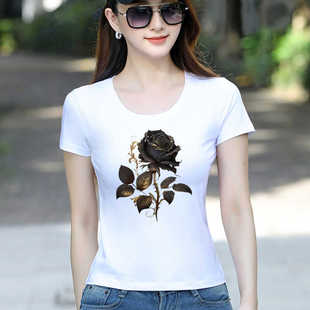 玫瑰金短袖t恤女纯棉2026夏季新款韩版修身显瘦体恤休闲复古小衫