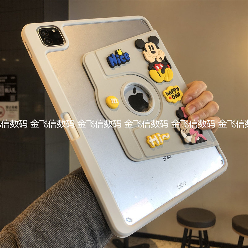360度旋转亚克力带笔槽适用苹果iPad11代保护套ipd7/8/9可爱10.2寸卡通10.9防弯Air6软边2025新款Pro11平板壳