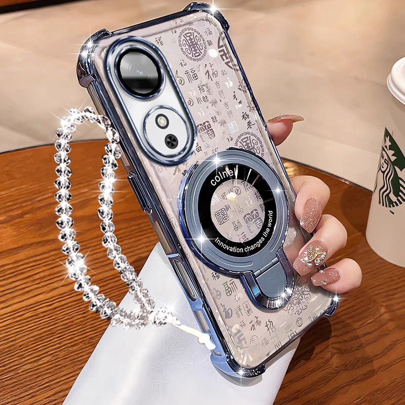 适用荣耀Play10C百福手机壳防摔Honor个性外壳NIC-AN00四角气囊60m畅玩60闪卡NIC-AN00硅胶Play10c手链保护壳