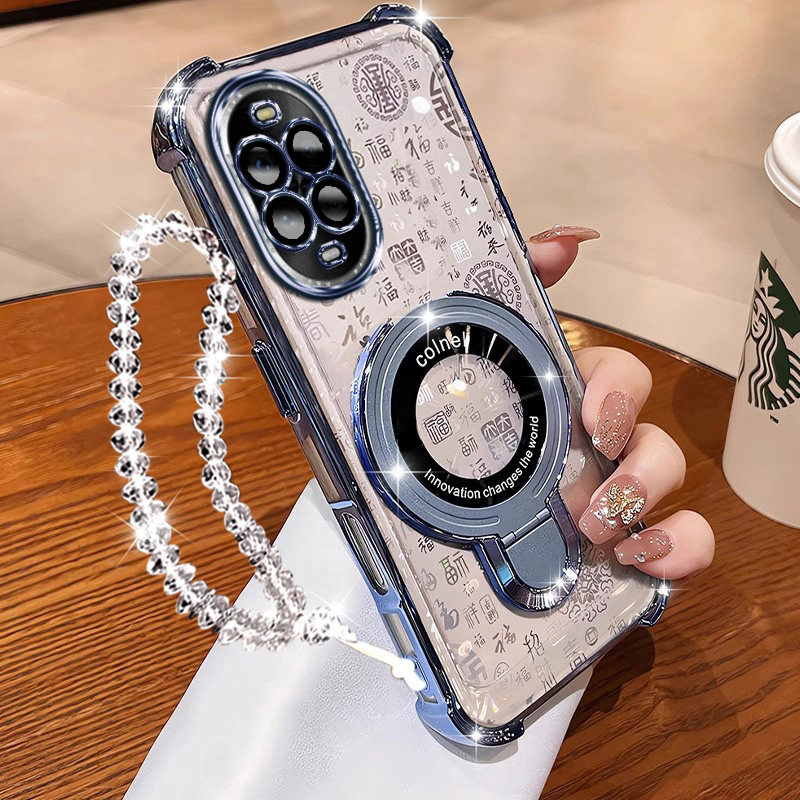 适用于华为nova14活力版手机壳支架磁吸nova14气囊电镀TYR-AL00百福闪卡个性HUAWEI活力版全包TYR-AL00镜头膜