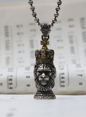 匠艺原创925纯银辛巴狮王吊坠新品项链饰品潮个性复古做旧挂坠