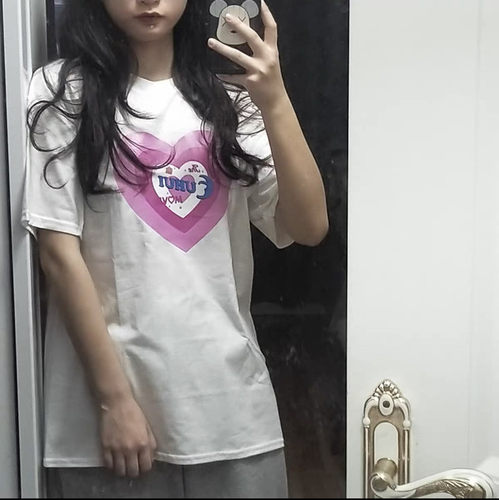 短袖少女渐变心纯棉中性