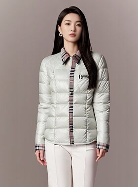 雪银狐品牌女士秋冬加厚百丽格羽绒服外套羽绒衬衫内胆时尚保暖