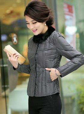 南极人品牌加厚羽绒服内胆女装带毛领可拆卸经典点点款抗寒保暖