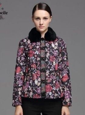 羽都春秋冬女士妈妈羽绒服花色外套羽绒内胆加厚七彩玫瑰保暖外穿