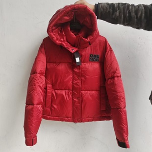 外贸原单女款冬季棉衣纯色休闲短款连帽不可脱卸棉服冬装