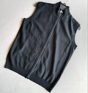 春秋季男士针织羊毛拉链开衫羊毛背心罗文收口