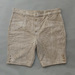 外贸原单真皮西装短裤翻毛皮休闲复古皮裤五分裤