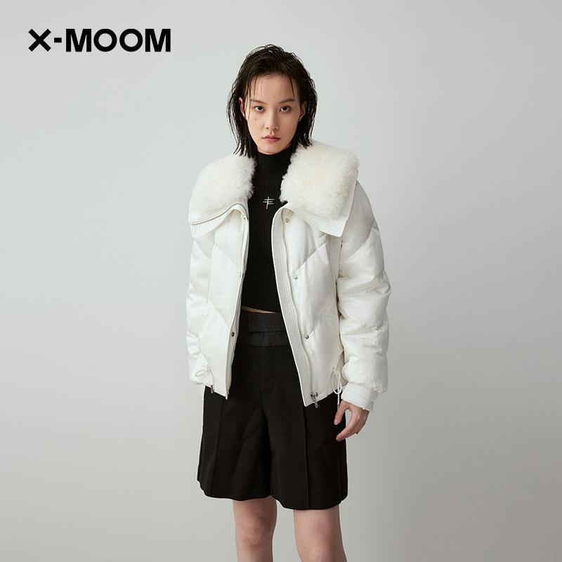 【商场同款】X--MOOM冬季新款设计感羊毛领短款鹅绒羽绒服女,女装/女士精品,羽绒服,淘宝优惠券,粉丝福利购,淘宝优惠卷