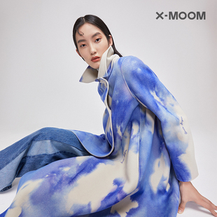 概念印花双面呢大衣外套 商场同款 MOOM秋冬形象大片设计款