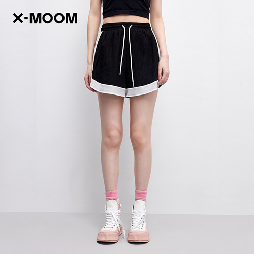 X--MOOM轻运风色块拼接短裤
