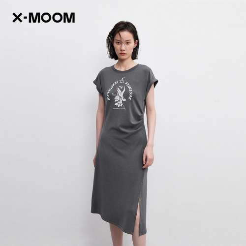 X--MOOM腰部褶皱侧开衩连衣裙