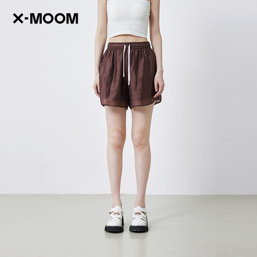 X--MOOM慵懒风微透插片休闲短裤