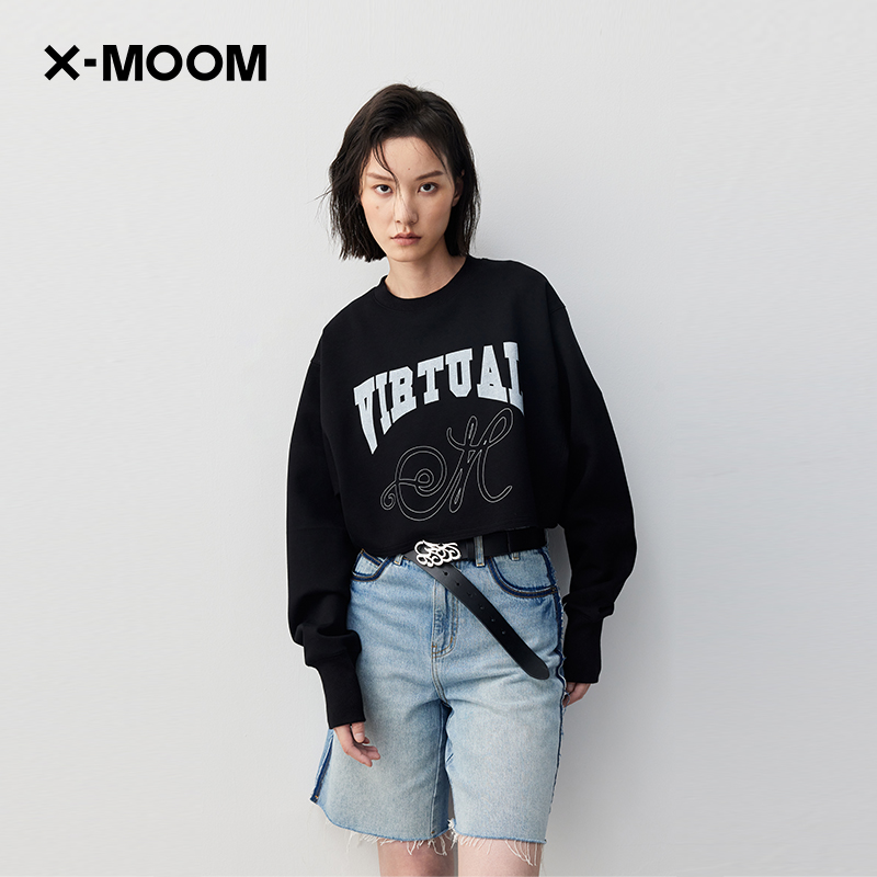 X--MOOM字母印花长袖套头卫衣