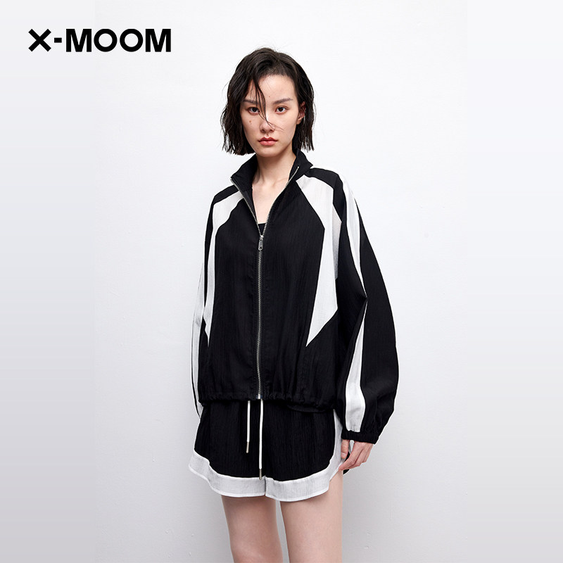 【商场同款】X--MOOM夏季新款色块拼接休闲衣运功工装外套女