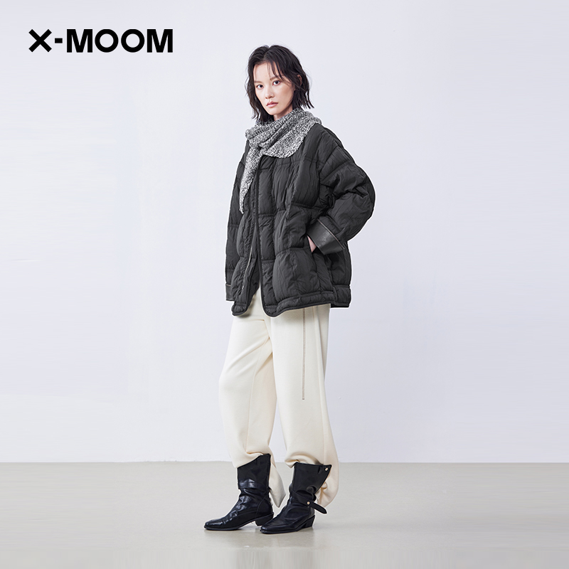 X--MOOM压皱无领oversize羽绒服