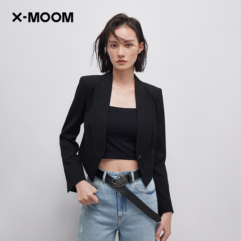 【商场同款】X--MOOM2023春季新款精纺羊毛提气修身短西装外套女