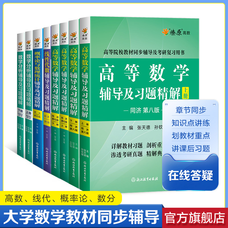 高等数学线性代数概率论与数理统计数学分析辅导与习题精讲同济辅导讲义高数同步测试卷习题必刷集册大学教材全解答案高数星火燎原