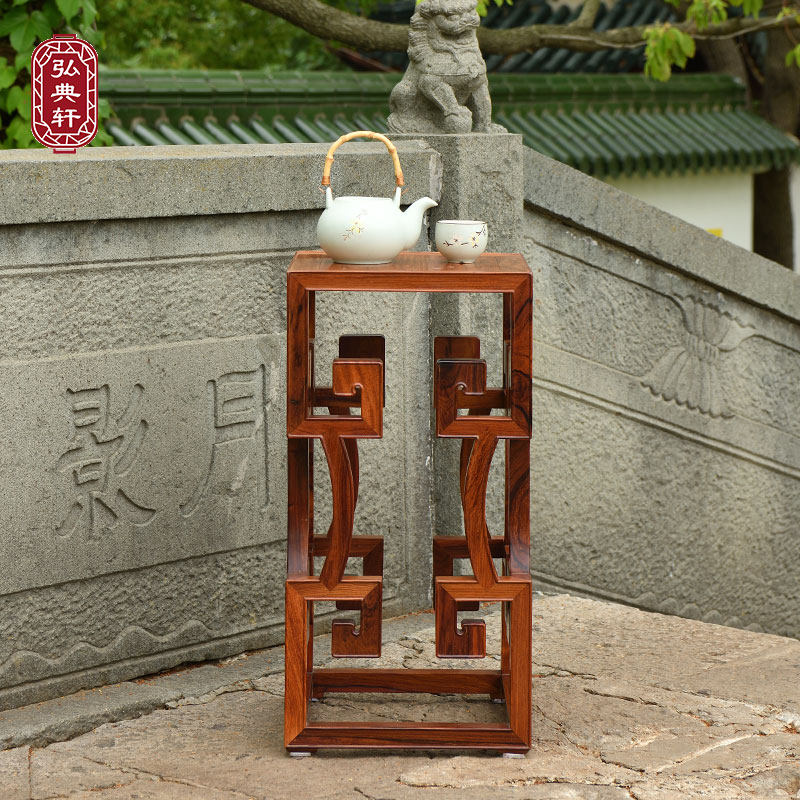缅甸酸枝木拐子龙纹花架中式实木仿古花几家用室内落地盆景置物架