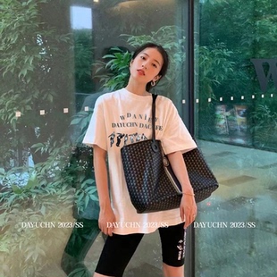 周雨彤明星同款美式复短袖t恤女2026新款设计感小众宽松情侣上衣