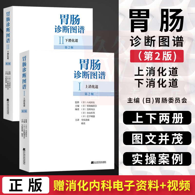 正版2本全套 胃肠诊断图谱 上下消化道第2版精装胃肠病学胃肠镜检查诊断技术图谱消化道早癌实用消化病学临床医学消化内科内镜书籍