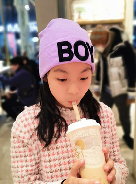 秋冬韩版保暖圆顶绒线针织帽护耳少年男女刺绣可爱休闲字母毛线帽