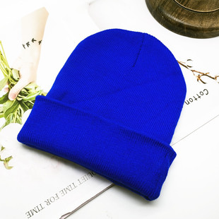 2021年秋冬季 多色黑色毛线帽 青年男女通用紫色针织帽卷边休闲光版