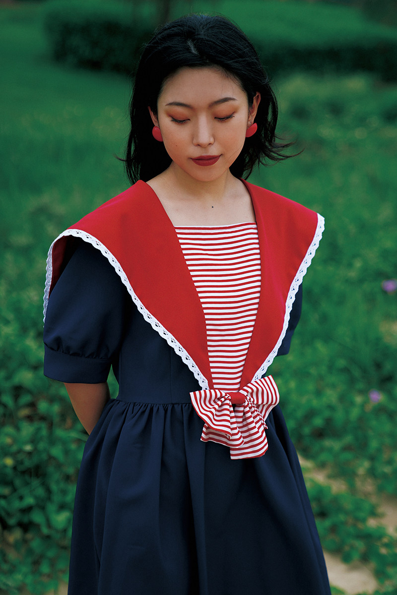 南君美代子昭和少女复古vintage海军领jk风学生制服裙2021夏新款