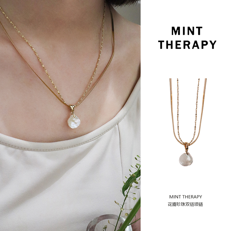 MINTTHERAPY花瓣珍珠项链女