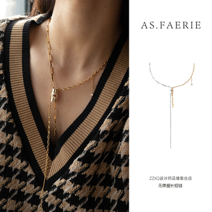 zzxq买手店AS.FAERIE原创设计无限爱长短链项链刘芸同款简约y字链