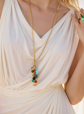 iKiCo原创设计万花筒多宝项链小众原创设计毛衣链彩色度假风秋冬