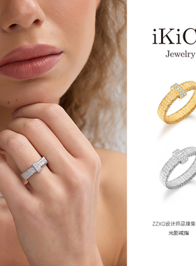豆豆同款iKiCo Jewelry 光影戒指WindyXin同款意大利弦线S925银戒